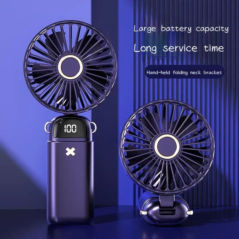 Mini Foldable Neck Fan Portable Silent Office Cooler Multicolor ABS USB Rechargeable Hands Free Cooling Fan