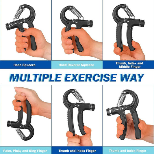 Hand Gripper Adjustable Resistance 5kg-60kg ABS Black Strength Trainer Exercise Grip