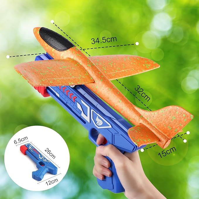 “Foam Glider Airplane Toy with Catapult Launcher – Indoor & Outdoor Kids Shooting Game”