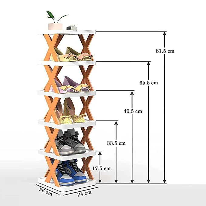 Layer Foldable X-Shape Plastic Shoe Rack with Storage Box | High-Quality Multi-Layer Shoe Organizer