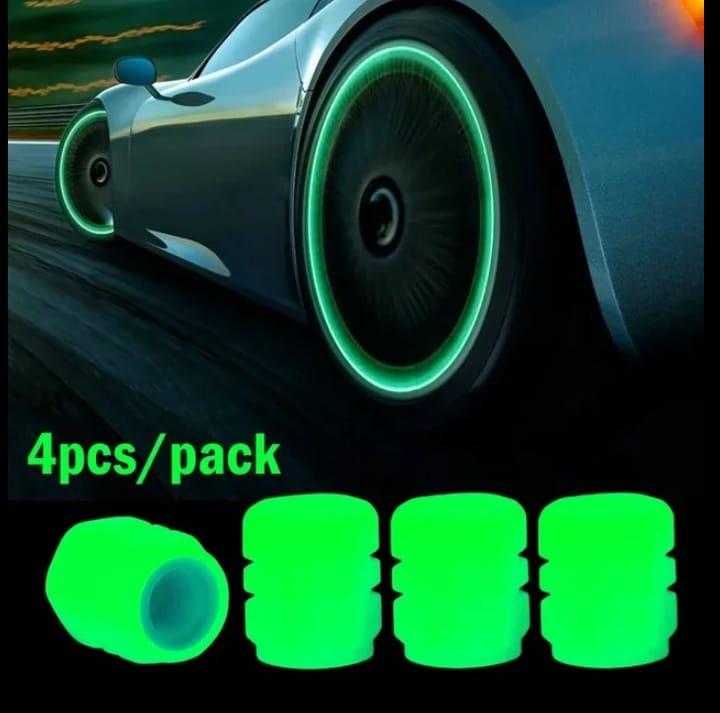 Luminous Green Wheel Valve Caps 4 Pcs Pack 200 per Pcs