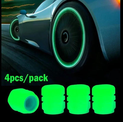Luminous Green Wheel Valve Caps 4 Pcs Pack 200 per Pcs