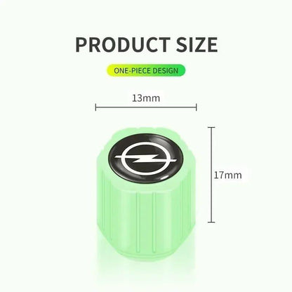 Luminous Green Wheel Valve Caps 4 Pcs Pack 200 per Pcs