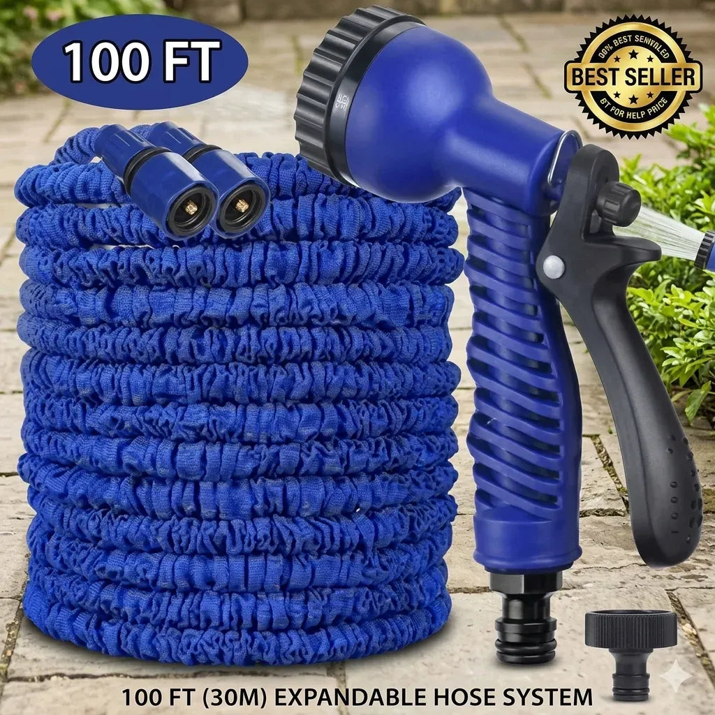 100FT Expandable Garden Hose Pipe with 3X Stretch Design