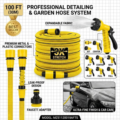100FT Expandable Garden Hose Pipe with 3X Stretch Design