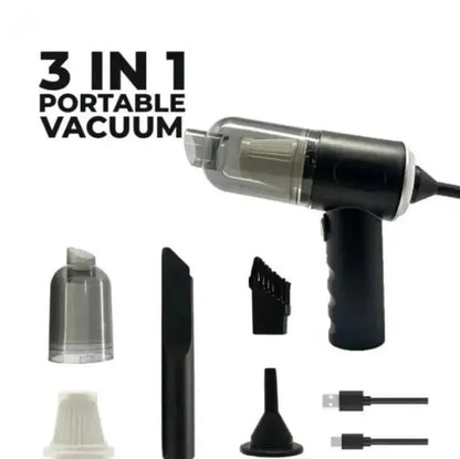 3-in-1 Portable Vacuum Cleaner with Attachments Rechargeable Handheld Wireless Dust Cleaner