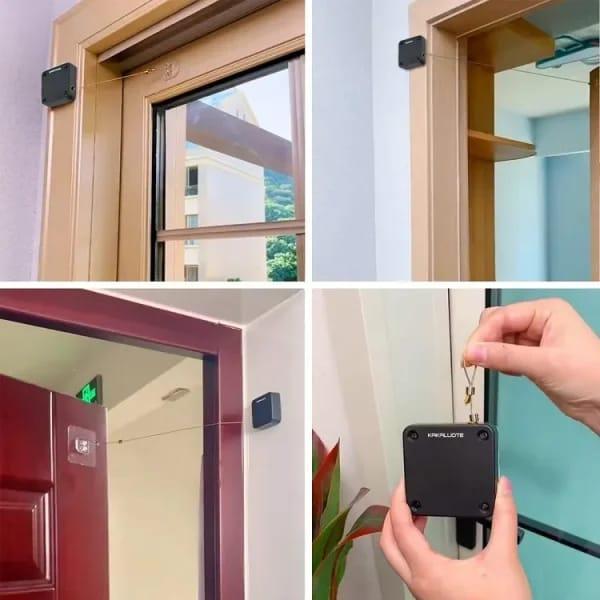 Automatic Door Closer 1.2m Black ABS Retractable Self Closing Device for Doors