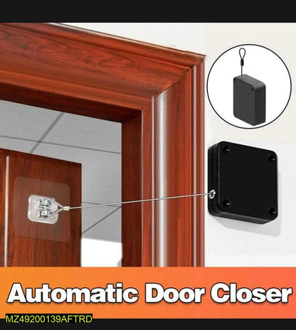 Automatic Door Closer 1.2m Black ABS Retractable Self Closing Device for Doors