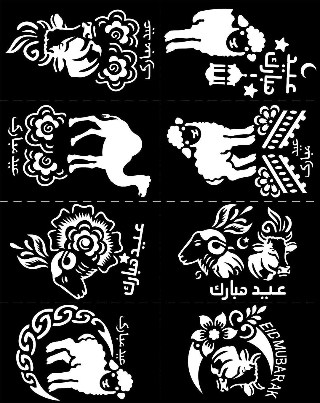 Bakra Eid Mehndi Stickers Pack of 3 – Easy Temporary Henna Tattoo Stencil for Eid-ul-Adha