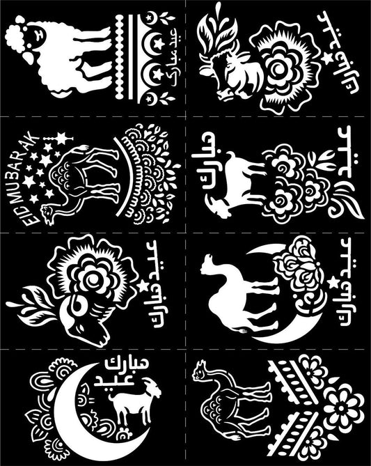 Bakra Eid Mehndi Stickers Pack of 3 – Easy Temporary Henna Tattoo Stencil for Eid-ul-Adha