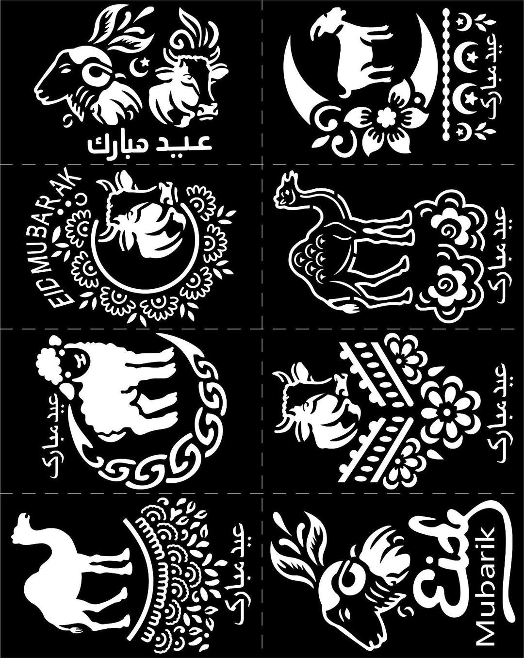 Bakra Eid Mehndi Stickers Pack of 3 – Easy Temporary Henna Tattoo Stencil for Eid-ul-Adha