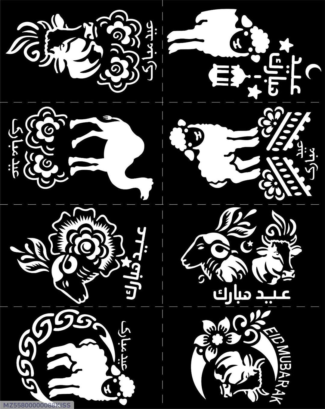 Bakra Eid Mehndi Stickers Pack of 3 – Easy Temporary Henna Tattoo Stencil for Eid-ul-Adha