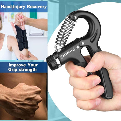Hand Gripper Adjustable Resistance 5kg-60kg ABS Black Strength Trainer Exercise Grip