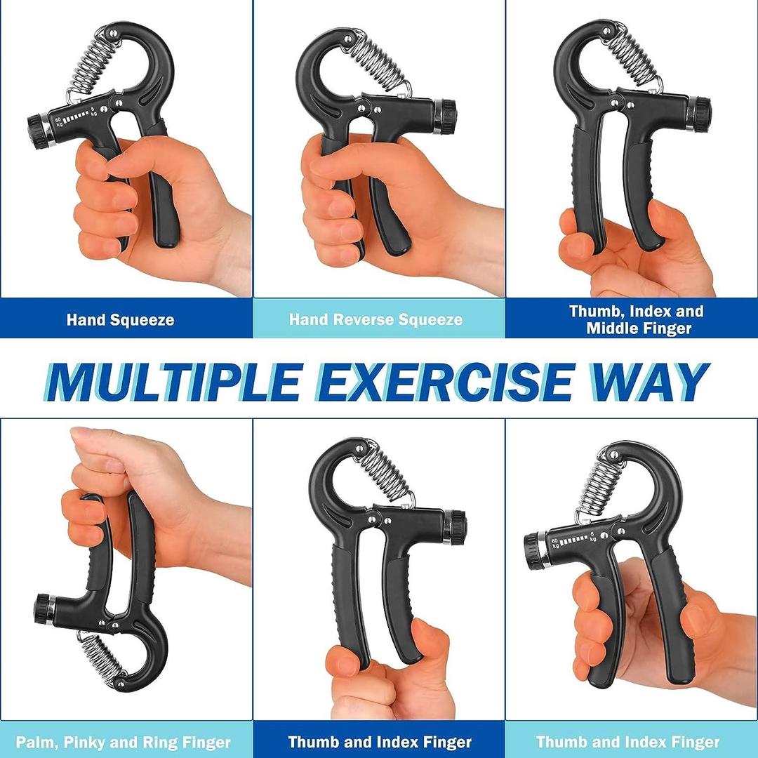 Hand Gripper Adjustable Resistance 5kg-60kg ABS Black Strength Trainer Exercise Grip