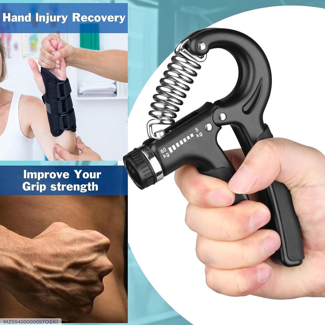 Hand Gripper Adjustable Resistance 5kg-60kg ABS Black Strength Trainer Exercise Grip
