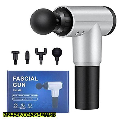 Premium Quality Facial Gun KH-320 Silver Black Massage Device Rechargeable Deep Tissue Muscle Massager