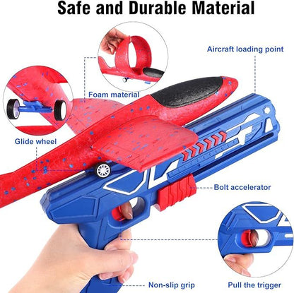“Foam Glider Airplane Toy with Catapult Launcher – Indoor & Outdoor Kids Shooting Game”