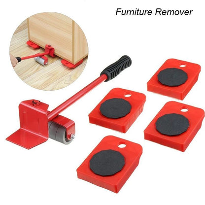 Furniture Lifter & Moving Slider 5-Piece Set – Heavy Duty 4-Wheel Roller