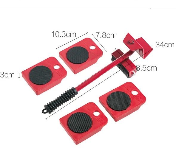 Furniture Lifter & Moving Slider 5-Piece Set – Heavy Duty 4-Wheel Roller