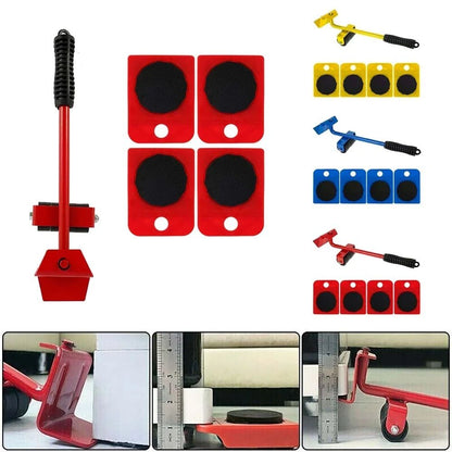 Furniture Lifter & Moving Slider 5-Piece Set – Heavy Duty 4-Wheel Roller