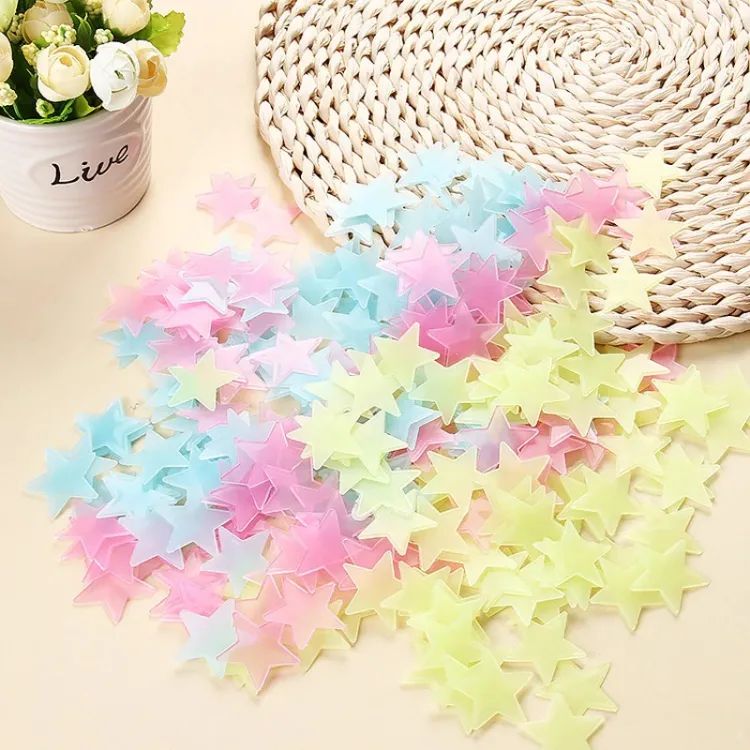 100 Pack 3D Glow in the Dark Stars Wall Stickers – Luminous Ceiling Decor for Kids Room