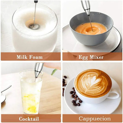 Wireless USB Rechargeable Milk Frother – Electric Handheld Coffee Whisk for Cappuccino & Cream